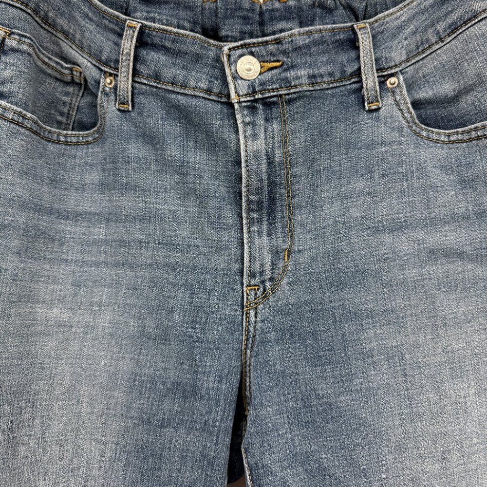 Levi's Medium Indigo Zip Fly Straight Skinny Leg Stretch Denim (Elastic Waist) - Picture 3 of 14
